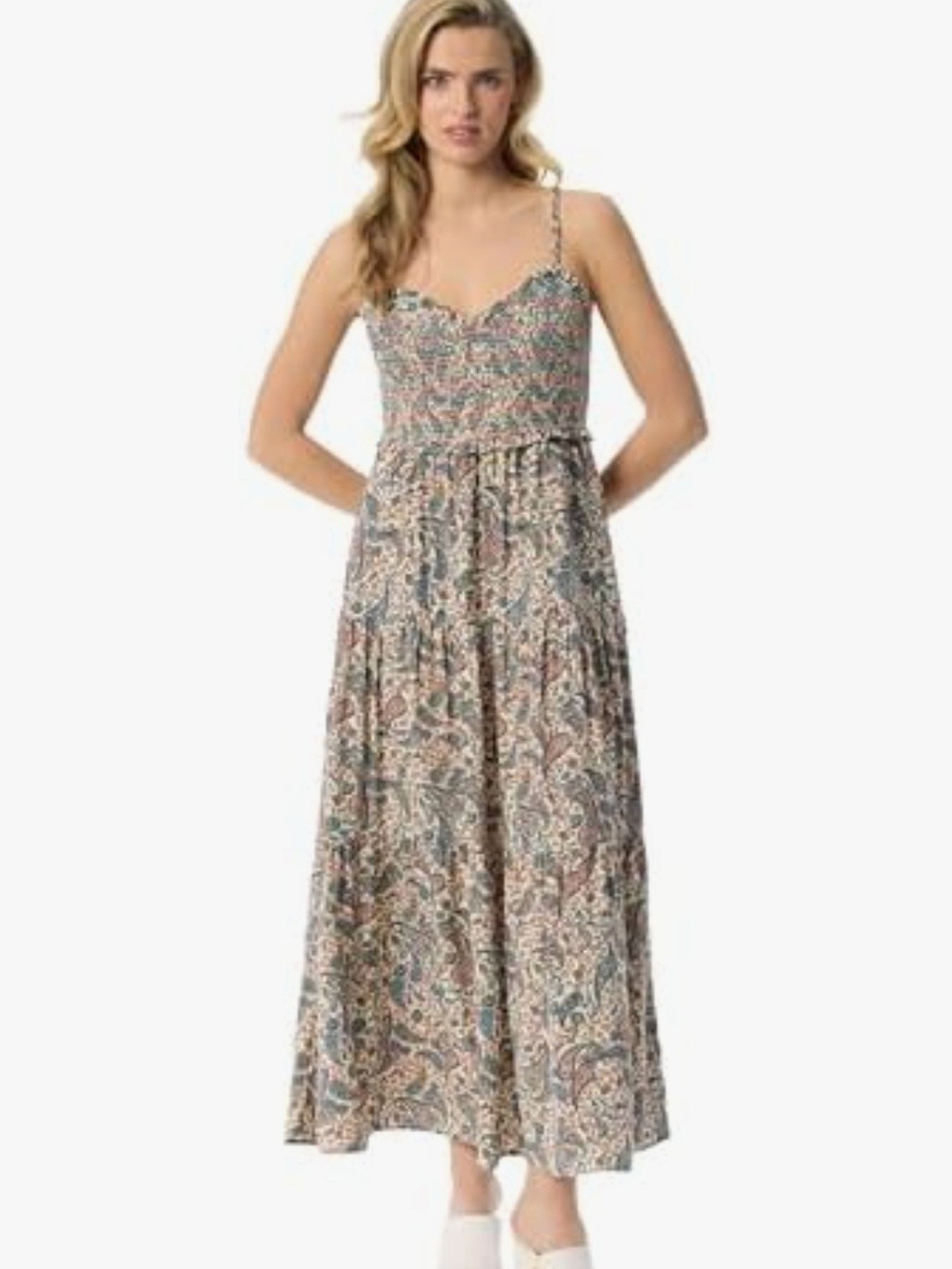Jessica Simpson Paisley Maxi Dress in Multi-Tone Neutrals